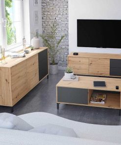 Sal N Y Comedor Easy Mobel | Mueble Tv Brooklyn 2 Puertas Y 2 Cajones Roble Y Negro