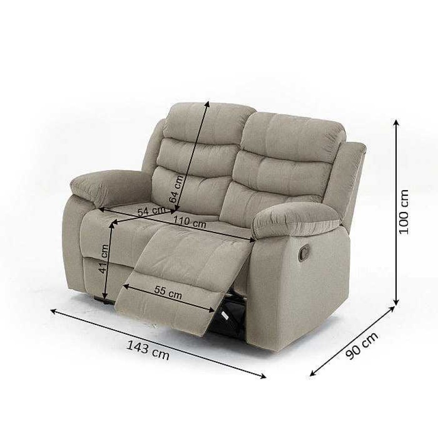 Sof S Easy Mobel | Sofa Reclinable Manual Houston 2 Plazas Gris