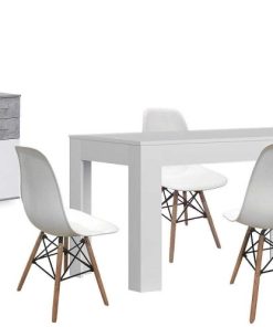 Packs Easy Mobel | Pack Mesa De Comedor Extensible + 4 Sillas + Aparador Joana 3 Puertas