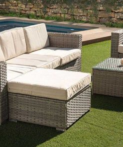 Muebles De Jard N Easy Mobel | Sofa Chaise Longue + Sillon + Mesa. Muebles De Jardin Y Terraza De Ratan Pe Gris