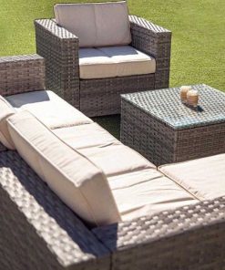 Muebles De Jard N Easy Mobel | Sofa Chaise Longue + Sillon + Mesa. Muebles De Jardin Y Terraza De Ratan Pe Gris