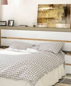 Dormitorio Easy Mobel | Cabecero De Cama Tempus. Cabezal + 2 Mesitas Blanco Y Roble