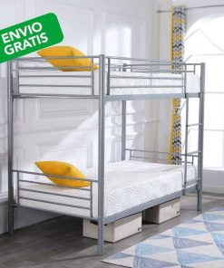 Dormitorio Easy Mobel | Oferta: Litera Metalica Doble Cama 90Cm + 2 Colchones