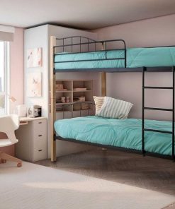 Dormitorio Easy Mobel | Oferta: Litera Doble Cama 90Cm De Madera Y Metal+ 2 Colchones