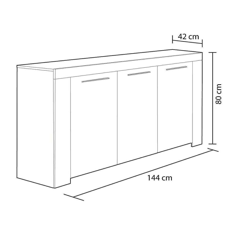 Sal N Y Comedor Easy Mobel | Aparador 3 Puertas Ambit Buffet. Muebles Salon O Comedor Blanco