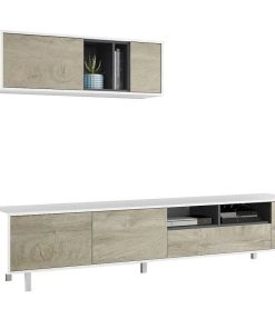 Sal N Y Comedor Easy Mobel | Mueble Tv Ciara + Estante. Conjunto Muebles De Salon Blanco Y Roble