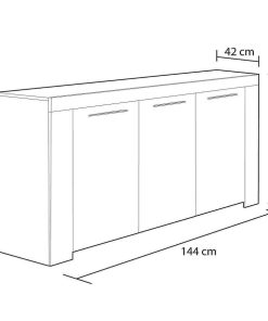 Sal N Y Comedor Easy Mobel | Aparador Ambit Buffet 3 Puertas. Muebles Salon O Comedor Blanco Y Cemento