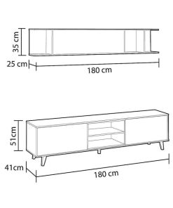 Sal N Y Comedor Easy Mobel | Mueble Tv Zaiken Plus + Estante. Conjunto Muebles De Salon Blanco Y Roble