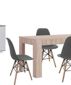 Packs Easy Mobel | Pack Mesa De Comedor Extensible + 4 Sillas + Aparador Joana 2 Puertas Y 4 Cajones