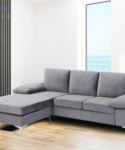 Sof S Easy Mobel | Sofa Chaise Longue Reversible Desiree 225Cm Gris En Terciopelo