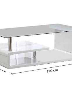 Mesas Y Sillas Easy Mobel Mesas De Centro O Auxiliares | Mesa De Centro De Cristal Templado Ada Blanco