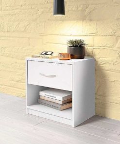 Dormitorio Easy Mobel | Mesita De Noche Pep 1 Cajon Blanco