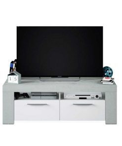 Sal N Y Comedor Easy Mobel | Mueble Bajo Tv Ambit 2 Puertas Blanco Y Cemento